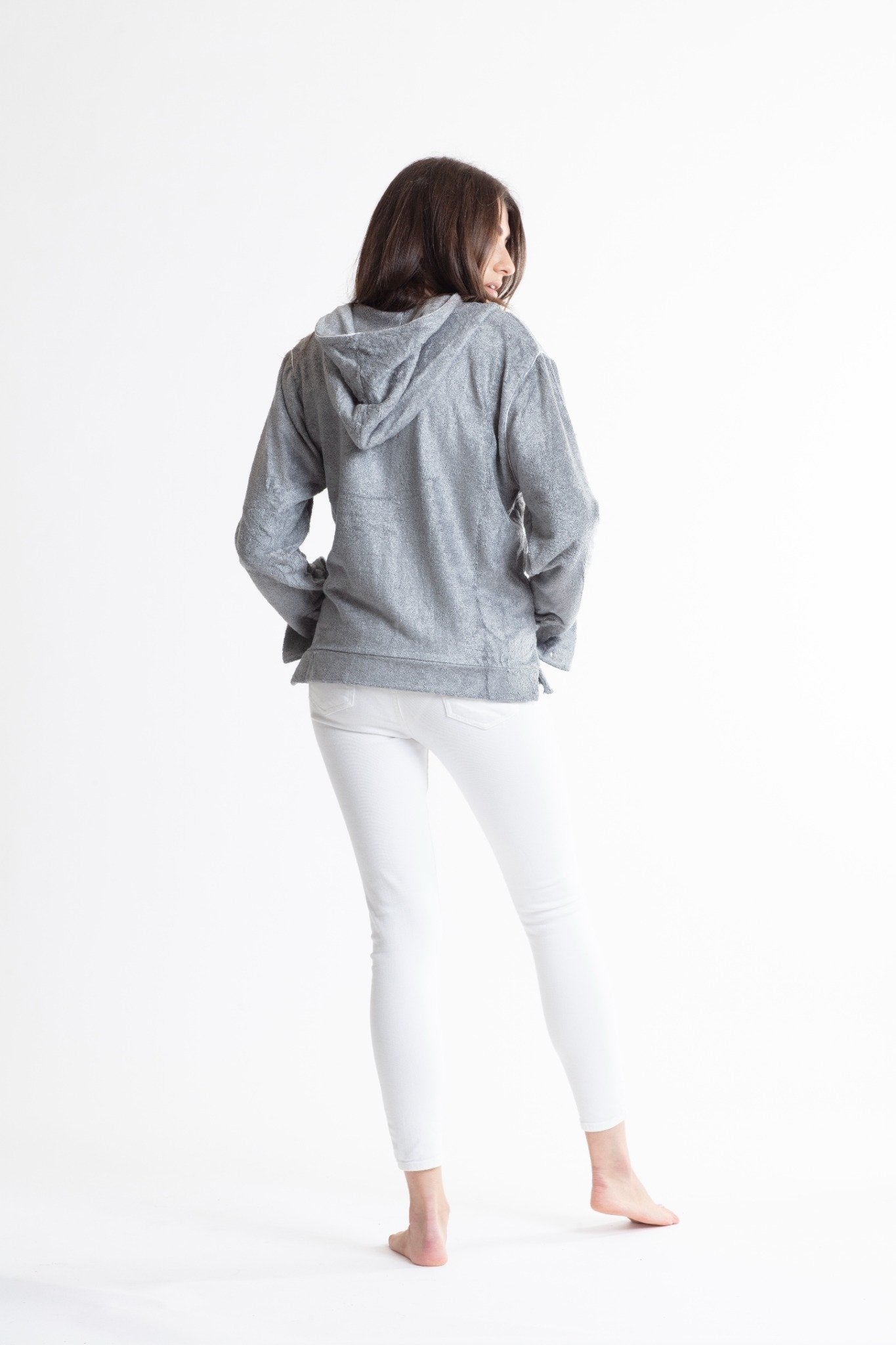 Martinez Hoodie Unisex - XS / Mid grey -Teal crest