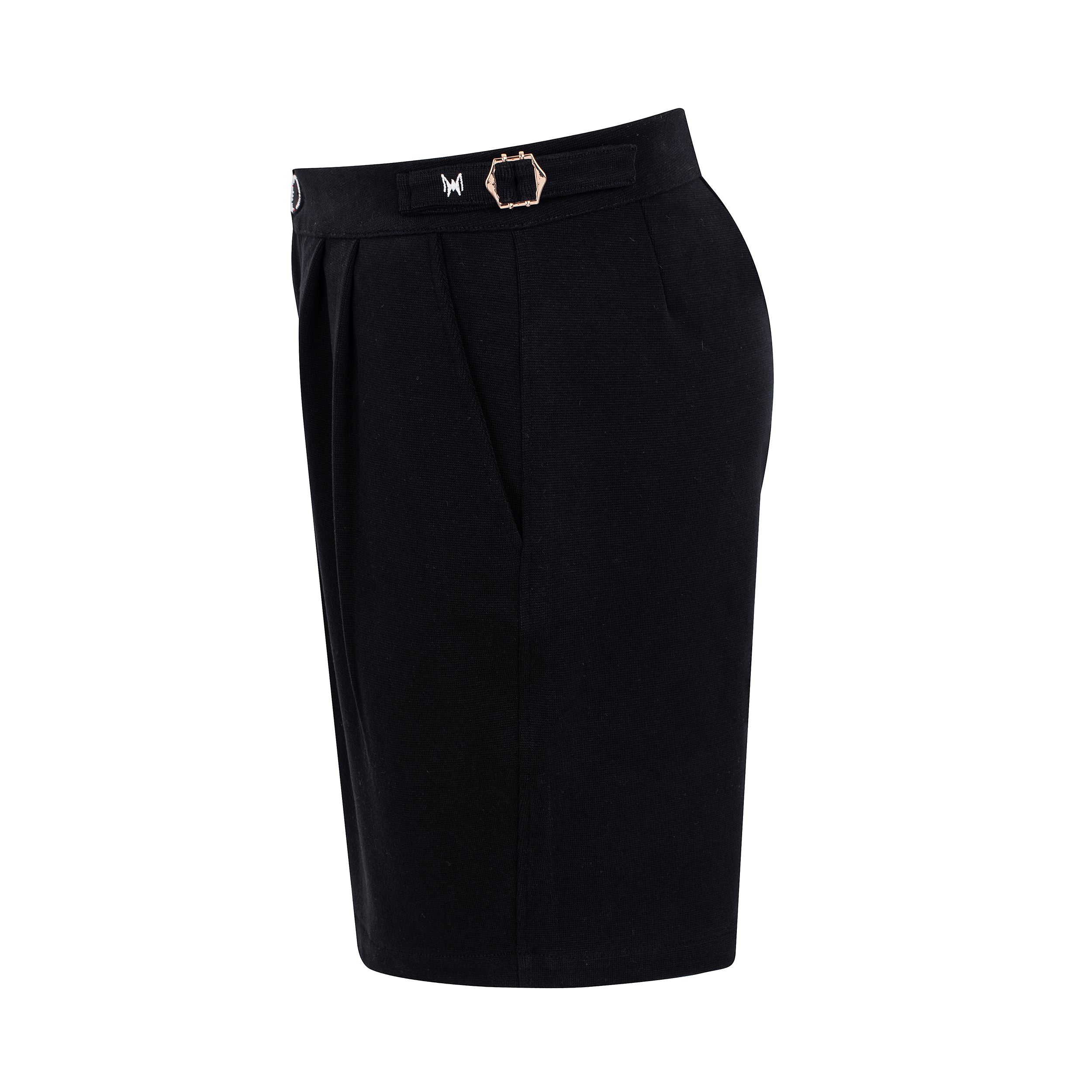 MAN PLEAT SHORTS RIB - ONYX