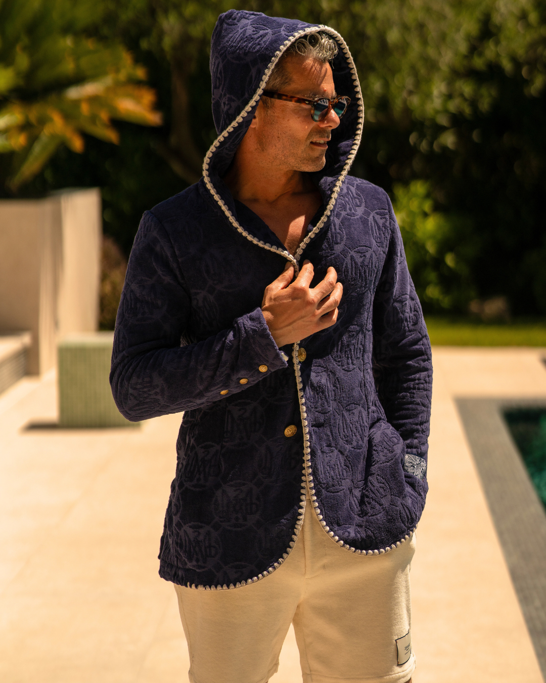 The Tie Break Hoodie Blazer Men Navy