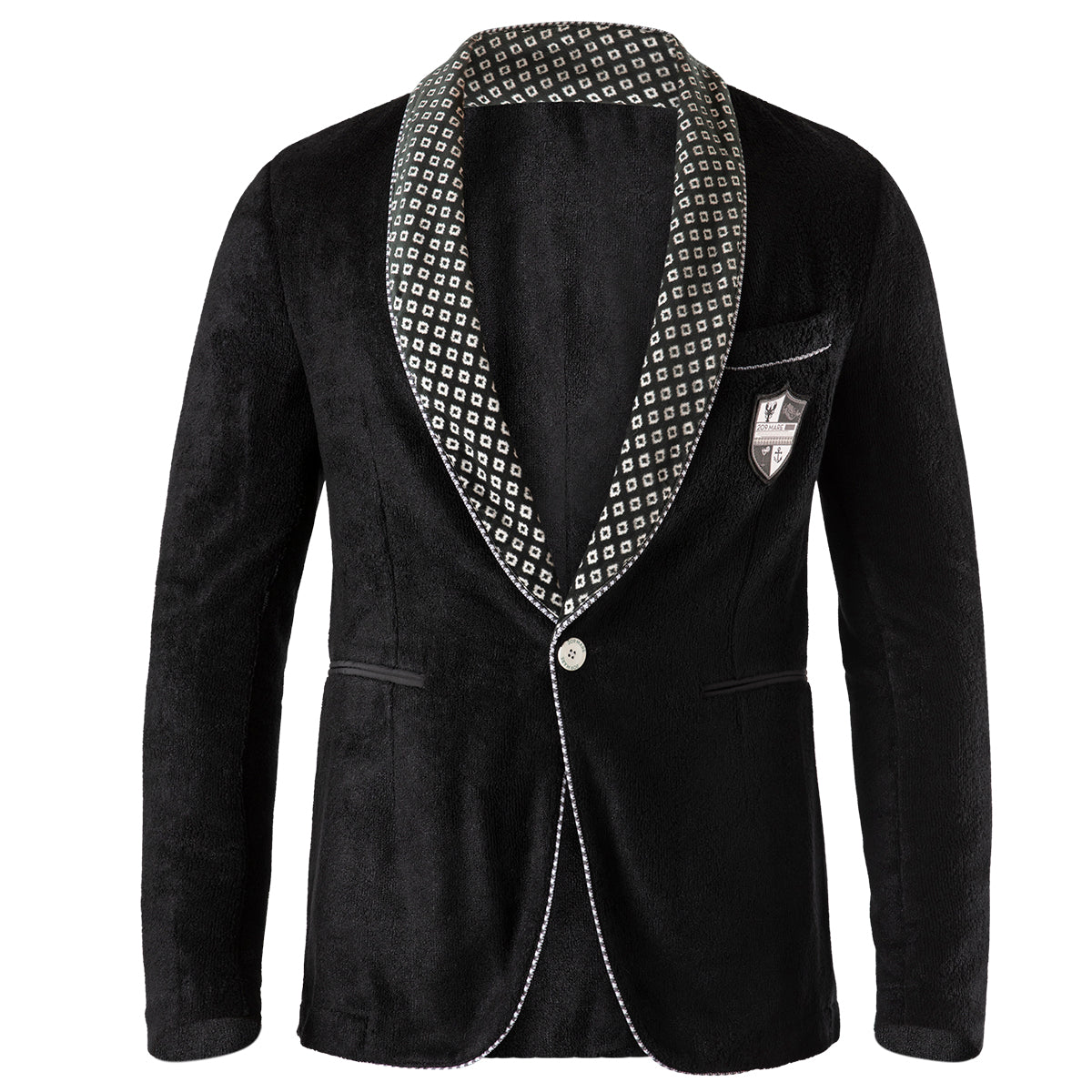 Anjuna Crested Beach Blazer - Black - Checkered