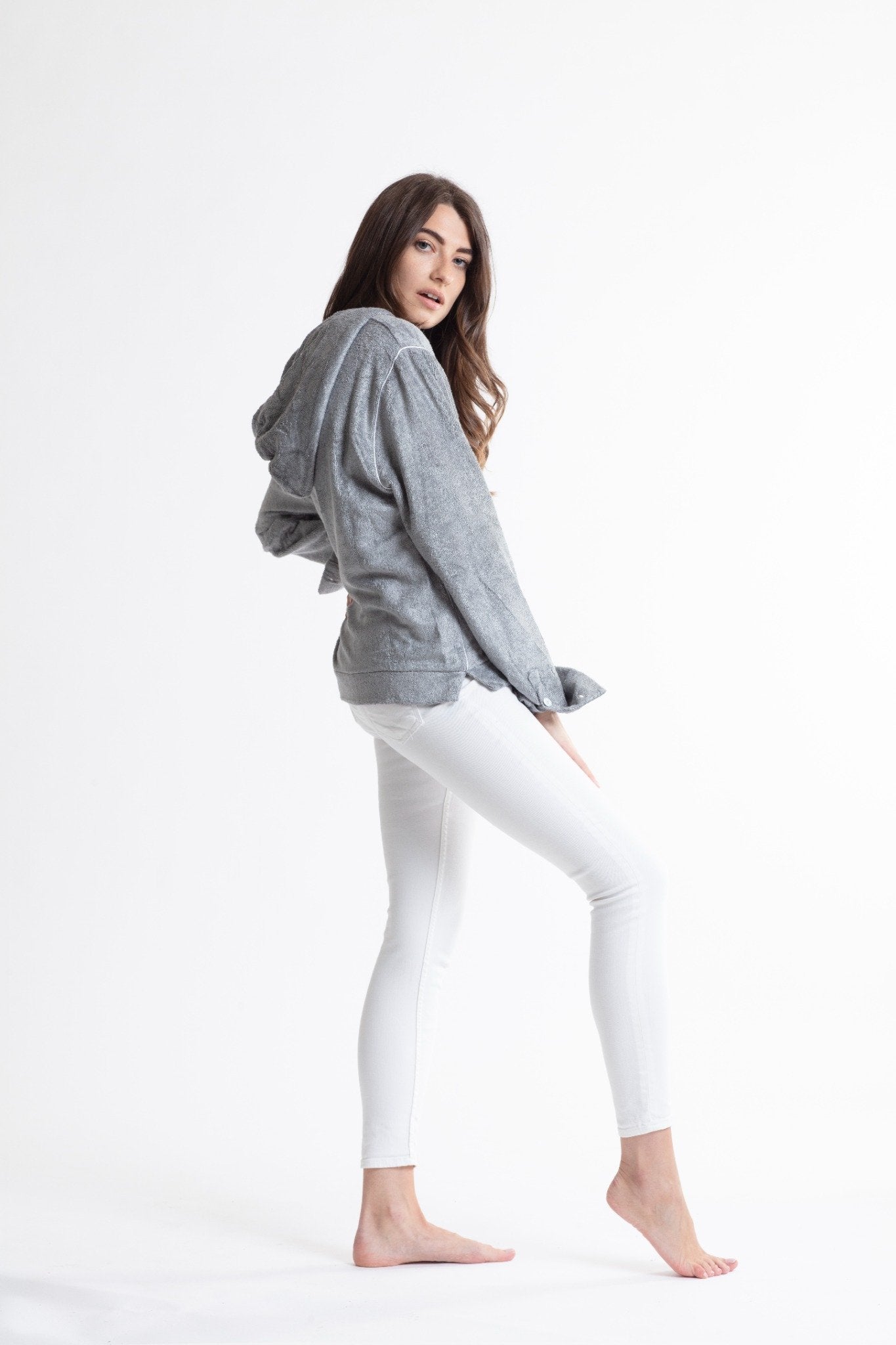 Martinez Hoodie Unisex - XS / Mid grey -Teal crest