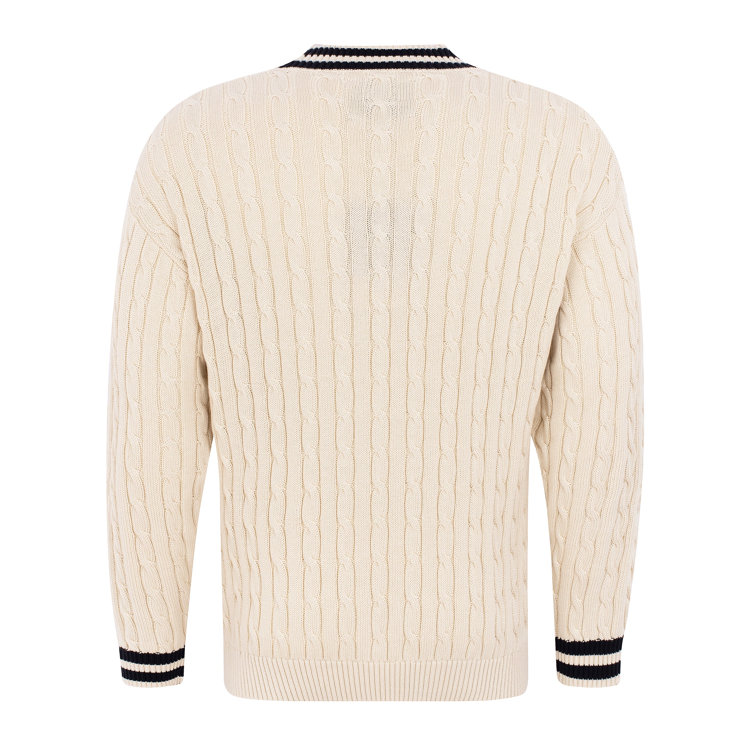 MAN CABLE KNIT SWEATER - OFFWHITE / BLACK