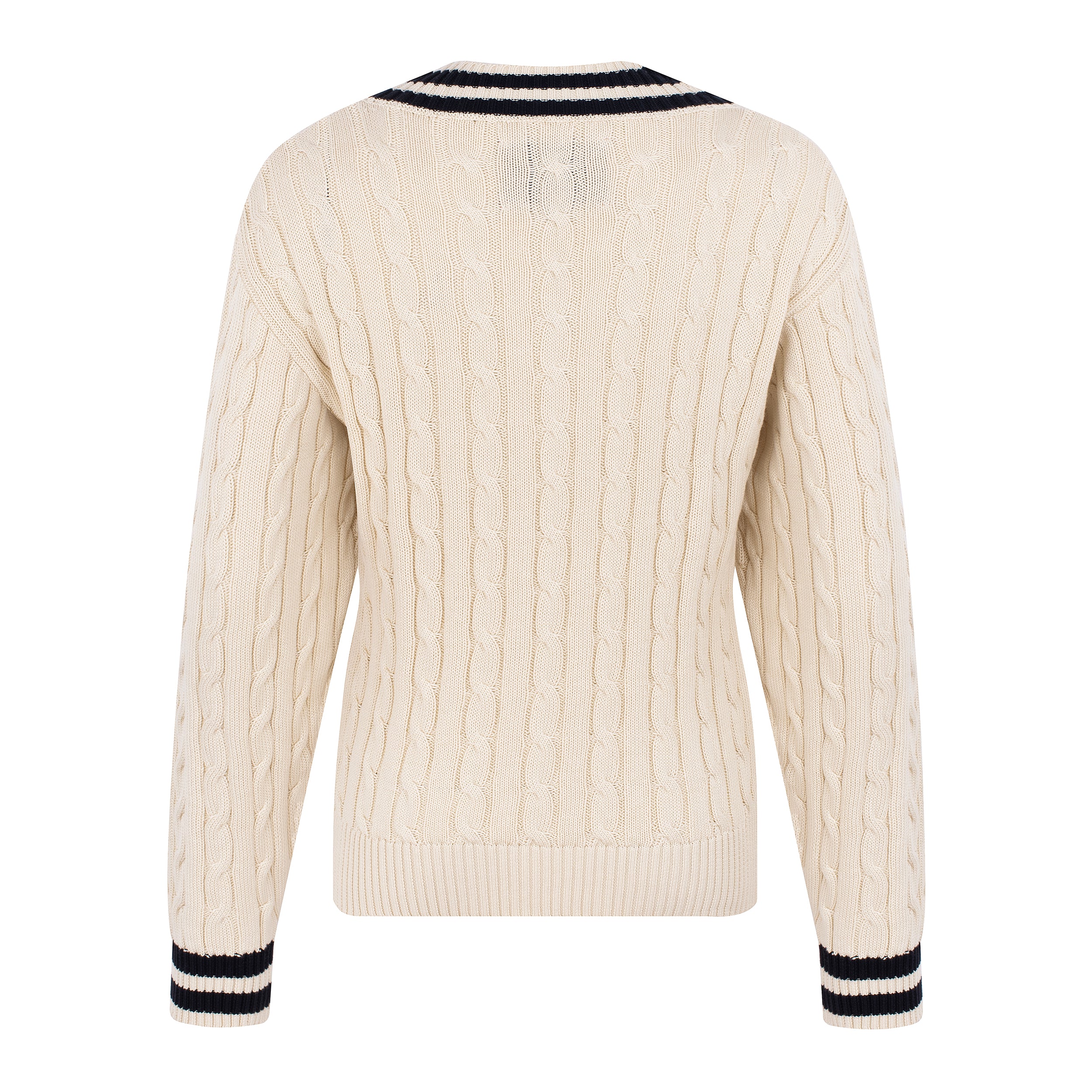 WOMAN CABLE KNIT SWEATER - OFFWHITE / BLACK