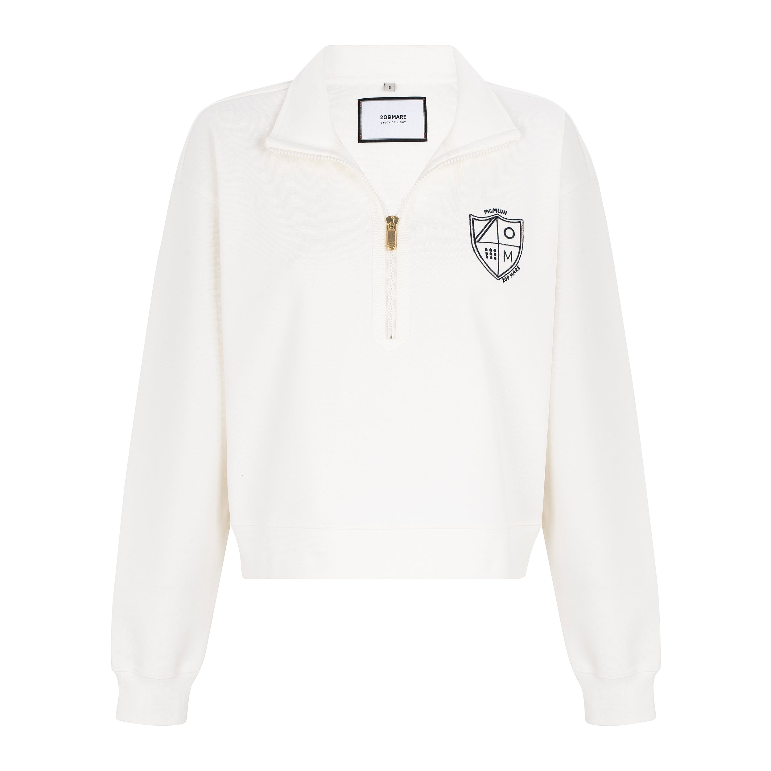 WOMAN 1/4 zip RIB - OFF-WHITE