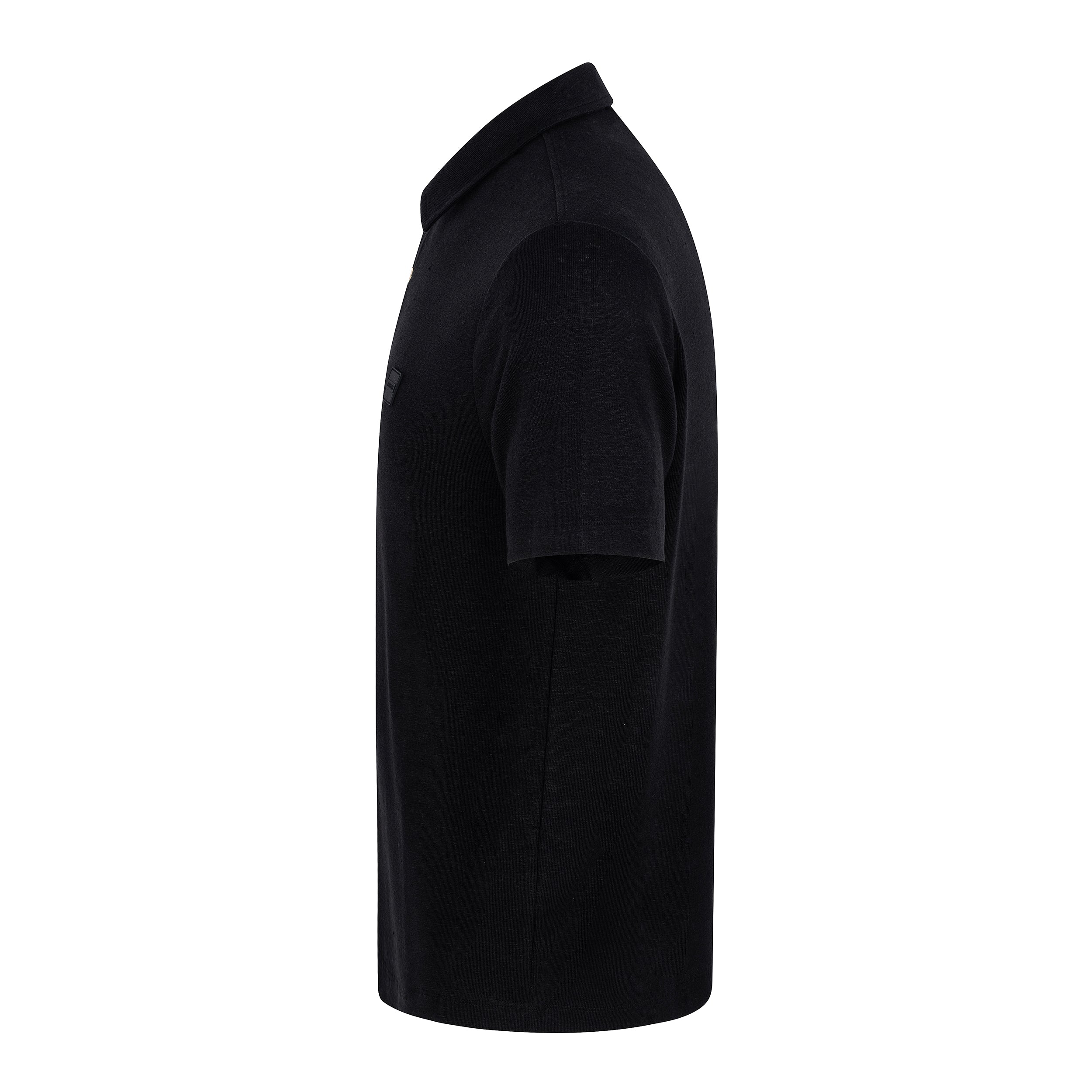 MAN POLO SNAPS LINEN - BLACK
